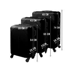 3-in-1-Kofferset - schwarz Trizand 26661