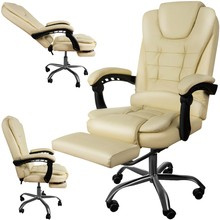 Office chair with footrest - beige Malatec 23287