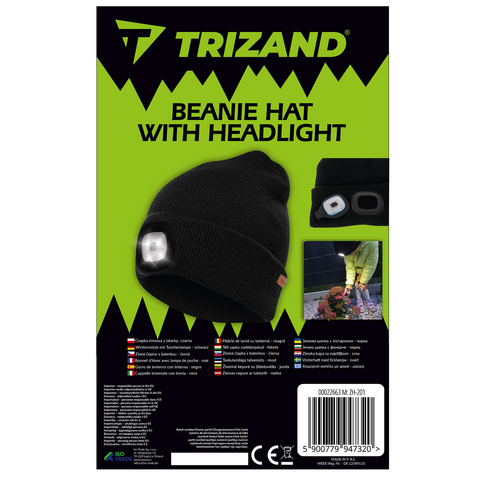 Bonnet d&#39;hiver avec lampe de poche - noir Trizand 22663