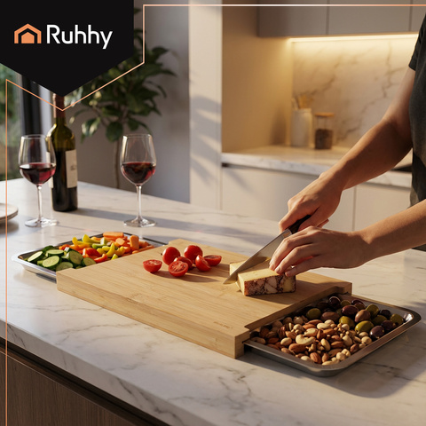 Bamboo board with containers Ruhhy 25707