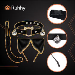 Trojdílný kostým kočky/lišky, černý, Ruhhy 26587