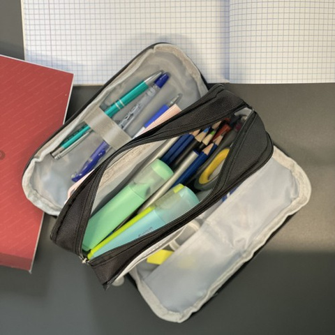 Triple foldable pencil case - black Maaleo 24476