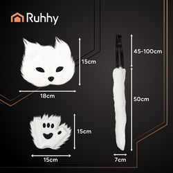4-piece cat/fox costume, white, Ruhhy 26249
