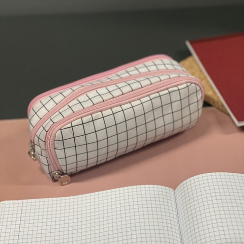 Triple foldable pencil case - checkered Maaleo24514
