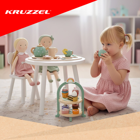 Детский чайный сервиз + подставка для торта Kruzzel 26418