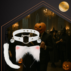 Costume chat/renard 3 pièces, blanc, Ruhhy 26584