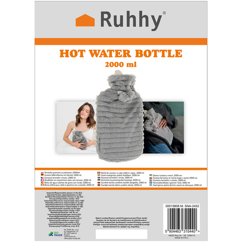 Rubber hot water bottle in cover 2000ml Ruhhy 19806