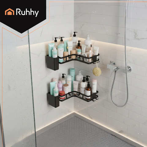Étagère d'angle pour salle de bain - lot de 2 Ruhhy 27092