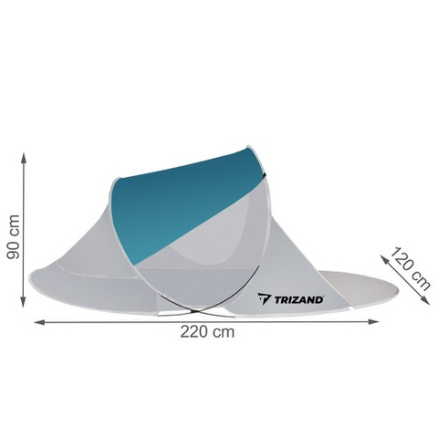 Пляжная палатка 220х120х90см - бирюзовый - серый 