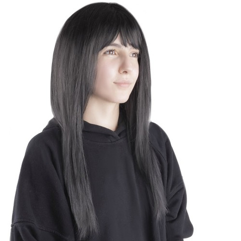 Long women's wig black P14833