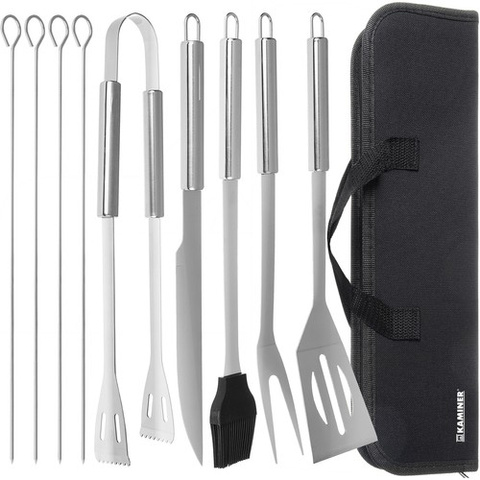 Ustensiles pour barbecue - lot de 9 accessoires + étui