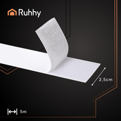Selbstklebendes Klettband weiß 5m x 2,5cm Ruhhy 25999