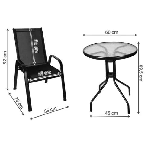 Ensemble de meubles de balcon - table + 2 chaises 23461