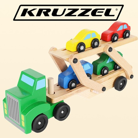 Camion en bois - dépanneuse + set de voitures 22698