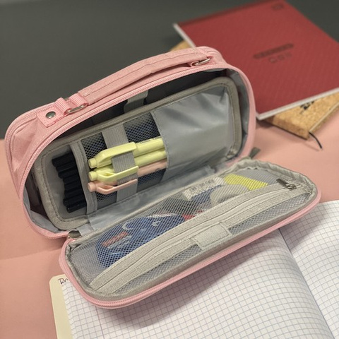 Double extendable pencil case - pink Maaleo 24517