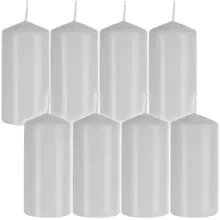 White cylinder candle - set of 8