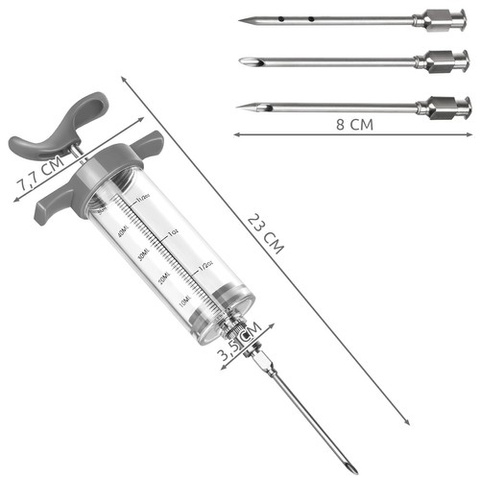 Injecteur de viande + 3 aiguilles Ruhhy 23055