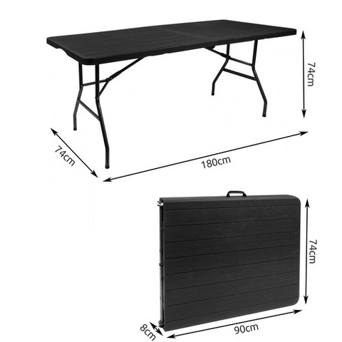 Table de jardin pliante, noire, 180 cm