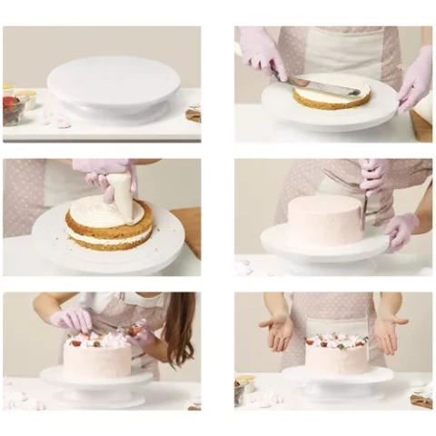 Rotating cake stand + 3 spatulas for decorating cakes
