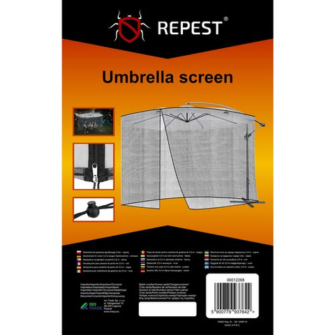 Moskitonetz für einen 3,5 m langen Gartenschirm – schwarz