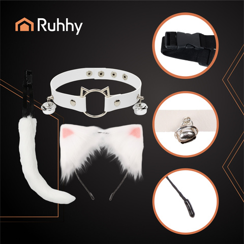 Costume chat/renard 3 pièces, blanc, Ruhhy 26584