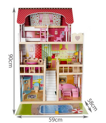 Wooden dollhouse - villa with pool D11251