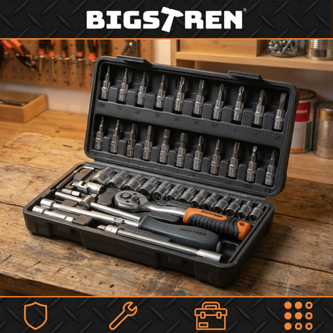 Tool set in a 46-piece case. Bigstreen 26844