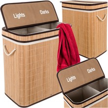 Bamboo laundry basket - two-chamber Ruhhy 24269