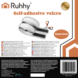 Velcro autocollant noir 5 m x 2,5 cm Ruhhy 24237