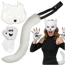 Costume chat/renard 4 pièces, blanc, Ruhhy 26249