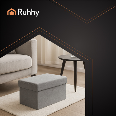 Grauer Stoffpouf 76x38x38cm Ruhhy 26131