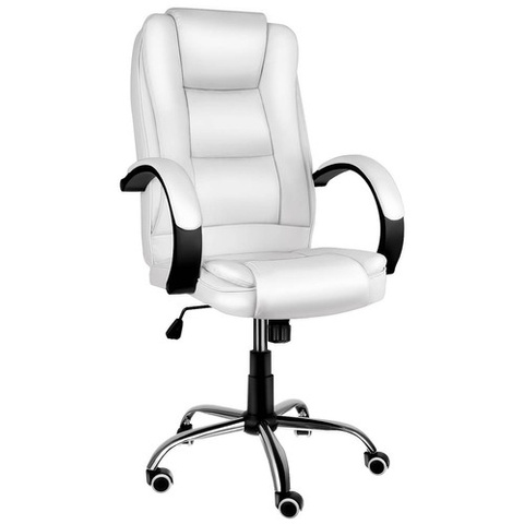 Chaise de bureau éco-cuir - blanc Malatec 23240