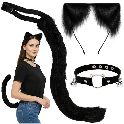 Costume chat/renard 3 pièces, noir, Ruhhy 26587