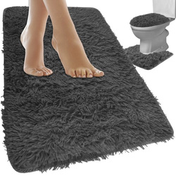 Tapis de bain - ensemble - gris Ruhhy 24353