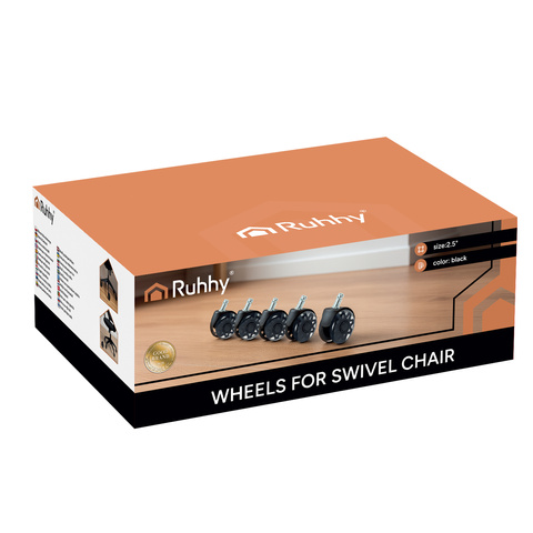 Black swivel chair wheels 5 pcs Ruhhy26294