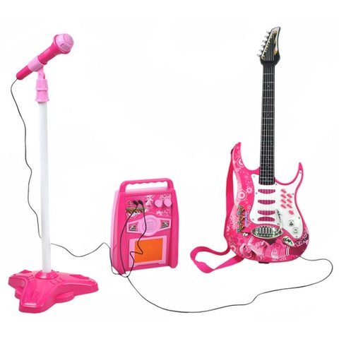 Gitara + mikrofonas + stiprintuvas rožinė 22407