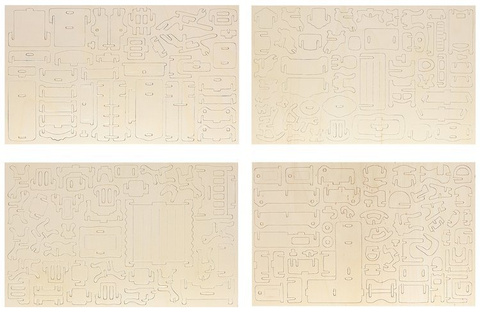 Set of wooden doll furniture, 34 pieces