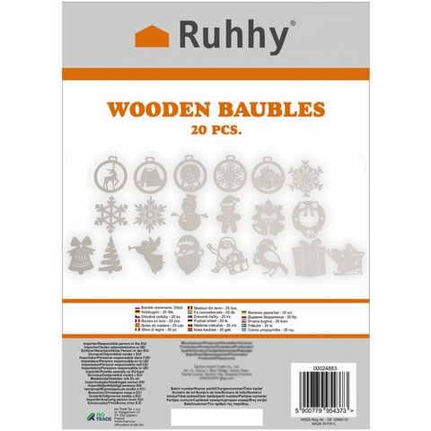 Wooden baubles - 20pcs Ruhhy