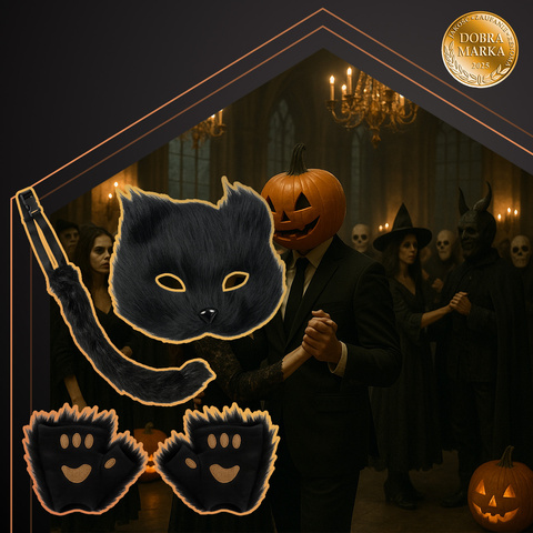 4-teiliges Katzen-/Fuchskostüm, schwarz, Ruhhy 26248