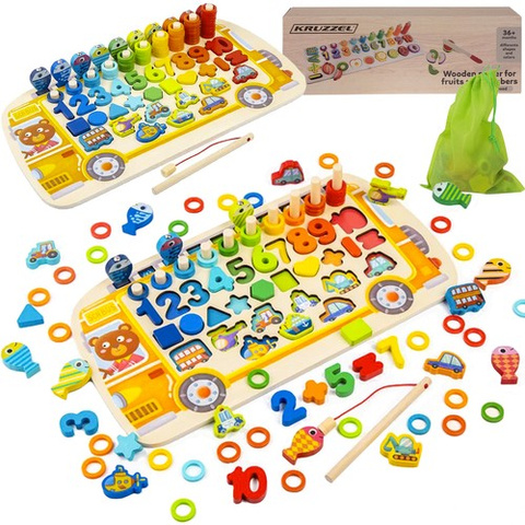 Wooden puzzle - sorter 6 in 1 Kruzzel 22636