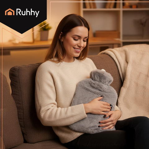 Rubber hot water bottle in a cover 3.5L Ruhhy 26384