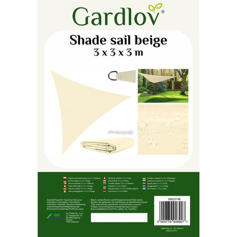 Voile d&#39;ombrage 3x3x3 beige Gardlov 23146