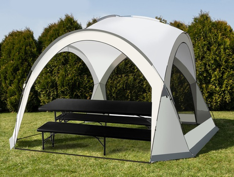 Klappbarer Gartentisch 180 cm + 2 Bänke - Schwarz