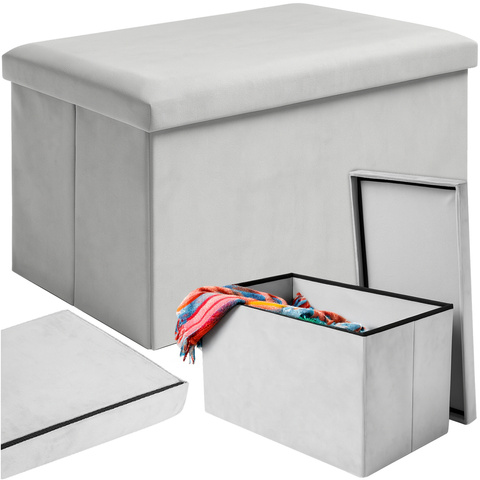 Grauer Samtpouf 60x30x30 cm Ruhhy 25994