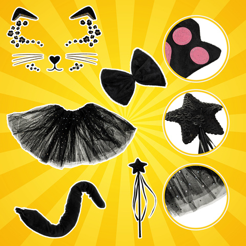 7-piece cat costume - black Kruzzel 26745