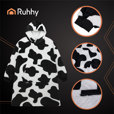 Толстовка XXL - чёрно-белое одеяло Ruhhy 26538