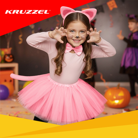 Strój kotka - różowy 4el. Kruzzel 26517