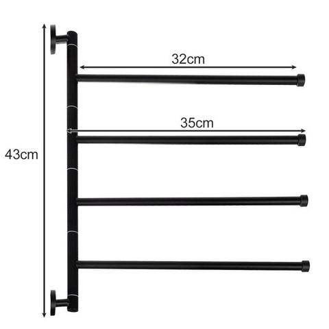 Bathroom Towel Rack - Black Ruhhy 24474
