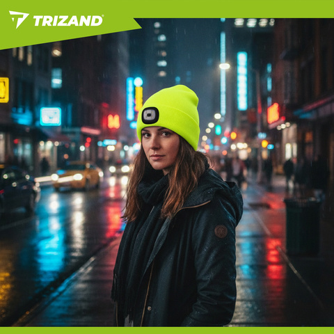 Bonnet d'hiver avec lampe torche - jaune Trizand 22664