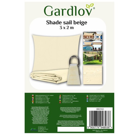 Voile d&#39;ombrage 3x2m - beige Gardlov 23163